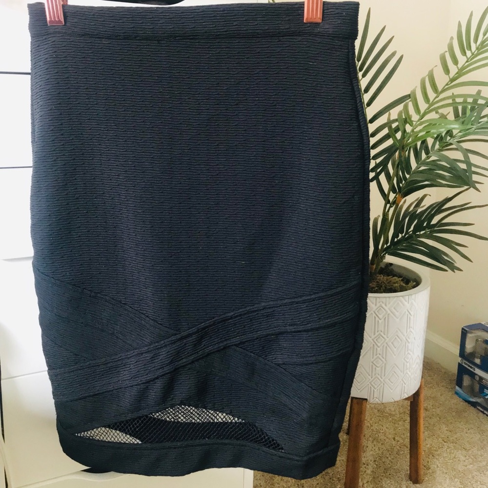 F21 Black Skirt with Mesh Detail